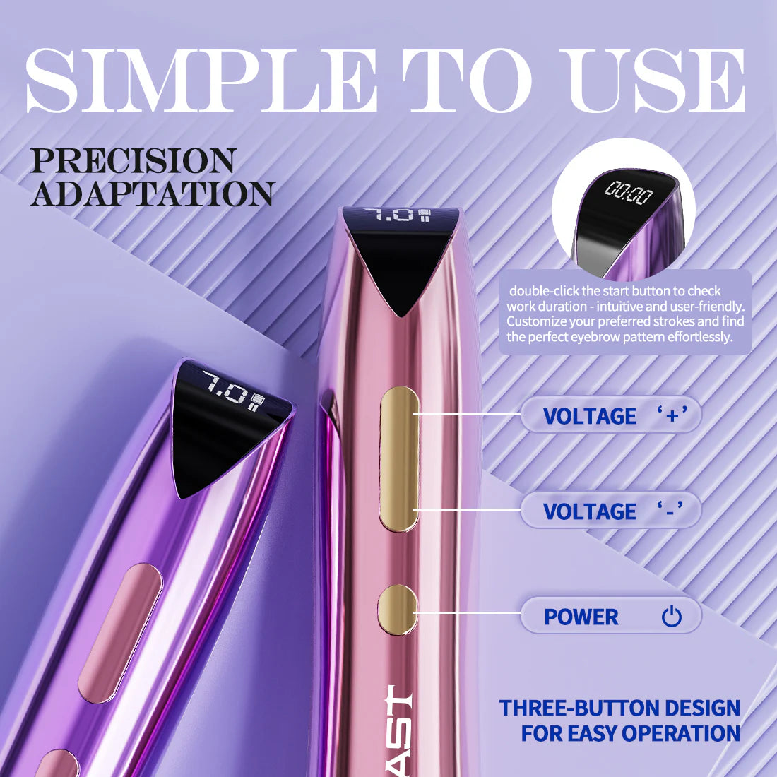 MAST P60 Wireless Tattoo Pen Machine With 2.2mm-3.2mm- purple