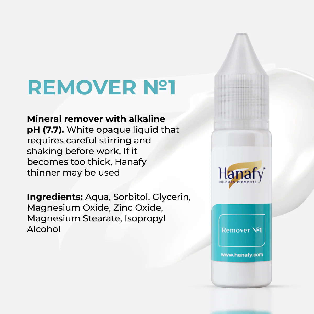 Hanafy mineral remover bottle with product details on a white background