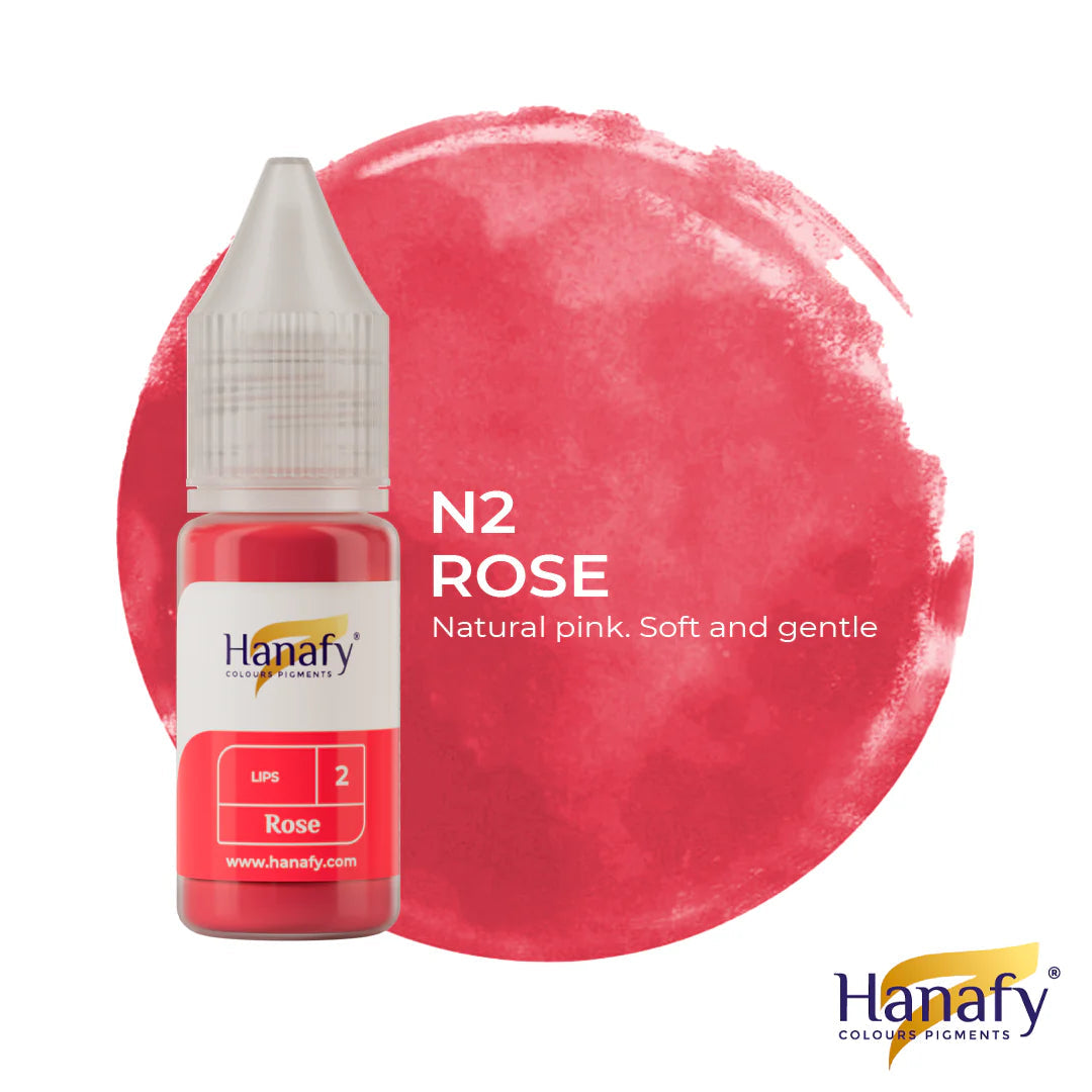 Hanafy N2 Rose colorant bottle with a pink swatch on a white background