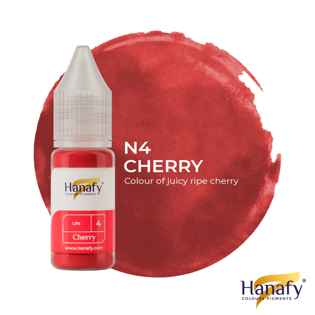 Hanafy N4 Cherry colorant bottle with a red color swatch on a white background