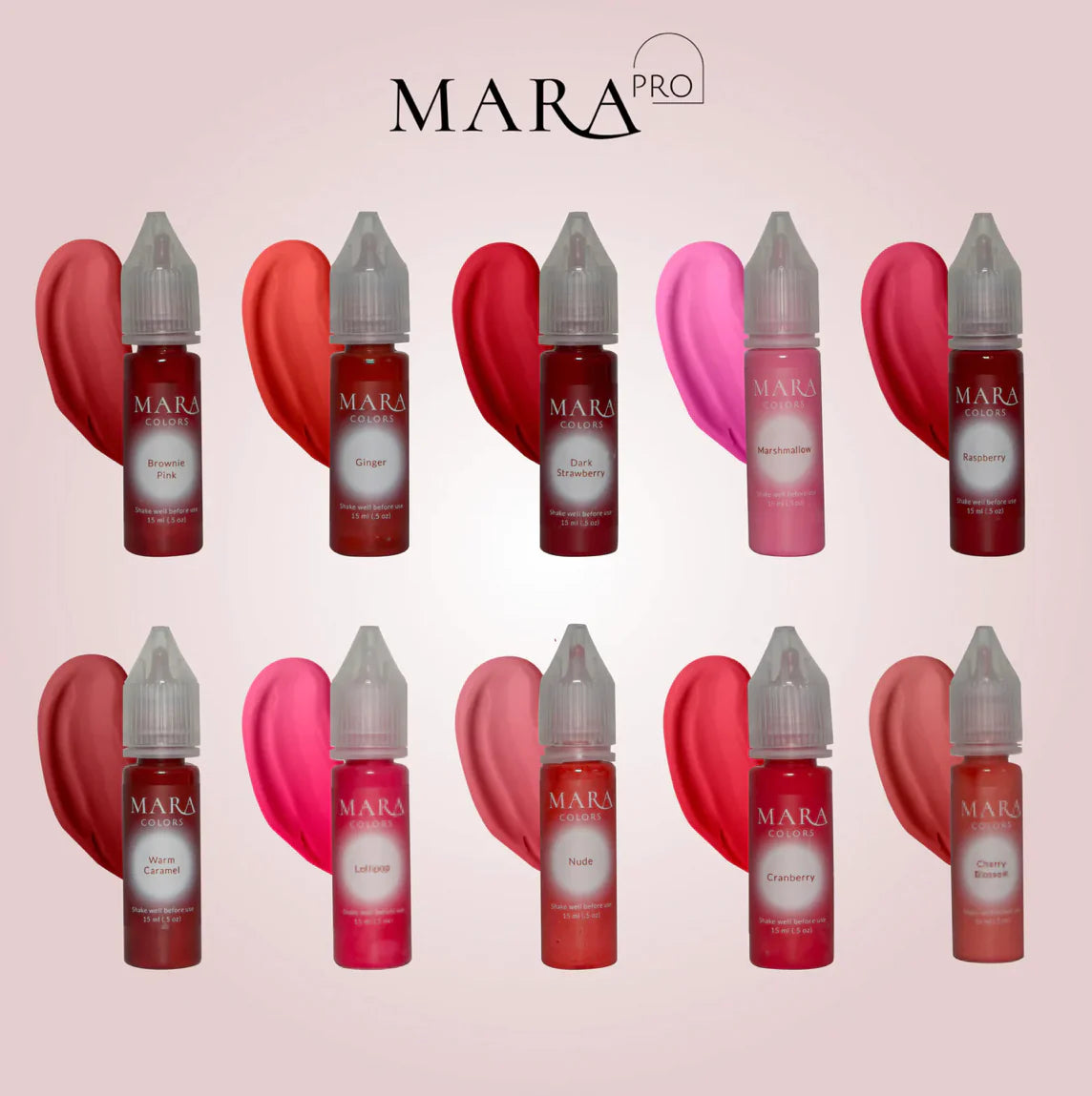 MARA PRO LIP PIGMENT SET 10 x 15ml bottles