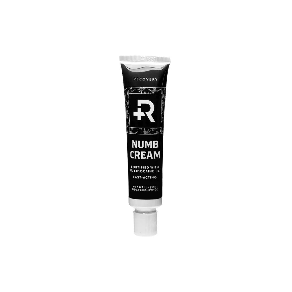 Tube of Recovery Numb Cream on a white background