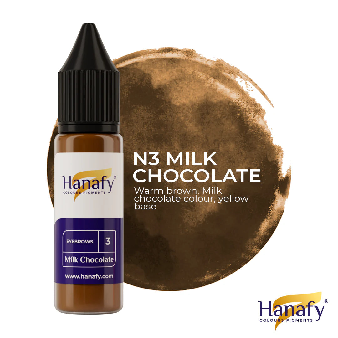 Hanafy N3 Milk Chocolate colorant bottle with a brown color swatch on a white background